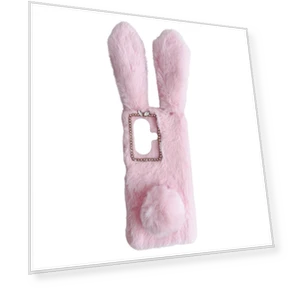 Flexible TPU Bunny Ears Furry Hairball Phone Cover — Protective Covers, Smartwatch 2025