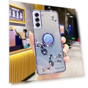TPU Case with Ring Kickstand Flower Pattern Rhinestone Decor — Phone Accessories, Smartwatch 2025