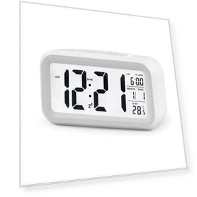 Digital Rechargeable Clock with Smart Light Sensor — Alarm, CrimsonClay