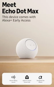Echo Dot Max, Alexa speaker with room-filling sound and built-in smart home hub — Smart Speaker, Amazon