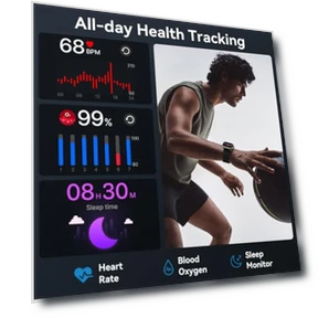 Smart Watch with Fitness Tracker, Bluetooth Calling, and Long Battery Life — Smartwatches, QONBINK