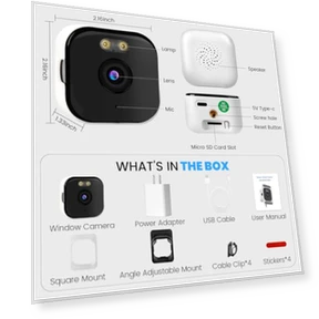 Window Camera with Full Color Night Vision and 2-Way Audio — Outdoor Security Cameras, YUOIOYU