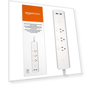 Smart Plug Power Strip with 3 Individually Controlled Outlets and 2 USB-A Ports — Power Distribution Units, Amazon Basics