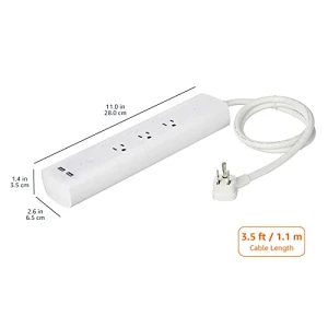Smart Plug Power Strip with 3 Individually Controlled Outlets and 2 USB-A Ports — Smart Plug, Amazon Basics