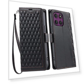 Leather Case with Wallet Stand and Wrist Strap — Flip Cases, Motorola