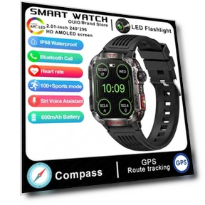 Military GPS Smart Watch with Flashlight, Compass, Waterproof Outdoor Sports Tracker, Bluetooth Call, Silicone Band,... — Smartwatches, Zodvboz