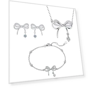 Smart Bow Pendant Necklace with Stud Earrings and Bracelet Set — Jewelry Sets, Supermarket GO