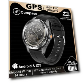 Smart Watch for Men with Outdoor Sports, NFC, GPS, Heart Rate Tracker, Waterproof Bluetooth Calling, Silver — Smartwatches, Zodvboz