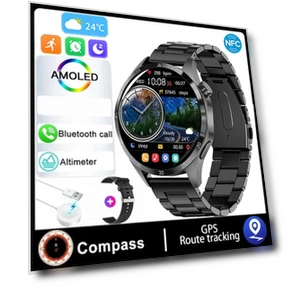 Smart Watch with AMOLED HD Display, Bluetooth Calling, NFC, Health Monitoring — Smartwatches, Zodvboz