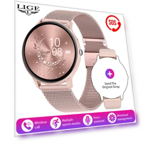 Smart Watch with Bluetooth and Voice Assistant, Waterproof Outdoor Sports Fitness Tracker with Mesh Strap — Smartwatches, LIGE