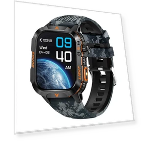 Smart Watch with Bluetooth Calling, Flashlight, IP68 Waterproof, Military Design, 100+ Sport Modes, Sleep, Heart Rate,... — Smartwatches, QTLLBT