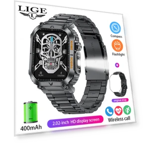 Smart Watch with LED Backlight, 2.02-inch Square HD Display, Health Monitoring, Outdoor Sports, Fitness, Waterproof for... — Smartwatches, LIGE