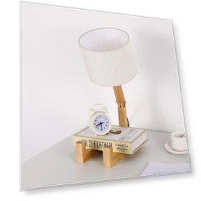 Creative Wooden Desk Lamp with Robot — Bedside & Table