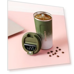 Gradient Color 304 Insulated Stainless Steel Smart Display Temperature Coffee Mug — Beverage Warmers, XinGuo