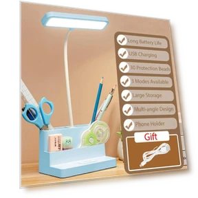LED Desk Lamp with Pen Storage — Study & Desk Lighting, JM