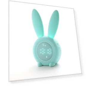 LED Small Alarm Clock with Sound Sensor Touch Timer, Sleep Lamp Night Light, Rabbit Shape Desktop Rechargeable Clock — Alarm, flower 01