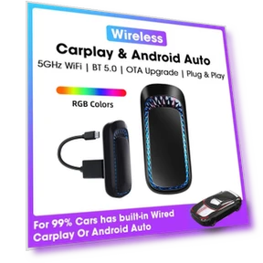 RGB Colorful Wireless CarPlay and Android Auto Mini Smart Box — Car Accessories & Gadgets, Auto Launcher