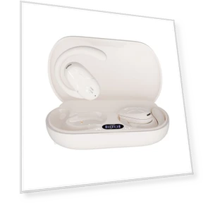 Bluetooth Earbuds with Rotating Hook, Air Conduction, Noise-Free, Soft Silicone Ear Hangers — In-Ear Headphones, QUEED