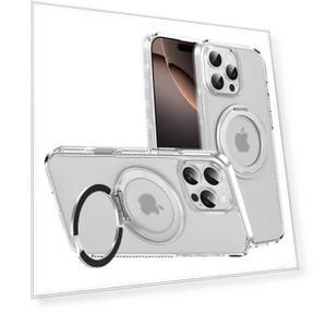 360° Rotating Bracket Magnetic Clear Case with Touch Buttons — Phone Accessories, QGeeM