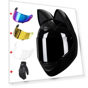 Motorcycle Helmet with Bluetooth Headphones and Cat Ears — Communication, Smart Mouse