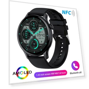 Women's Smart Watch with AMOLED Display, NFC, Heart Rate Monitor, Blood Oxygen Monitor, Bluetooth Calls, IP68... — Smartwatches, Zodvboz