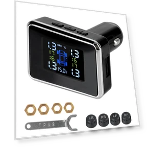 Cigar Lighter Adapter Tire Pressure Monitoring System with USB Charger and Voltmeter — Aftermarket TPMS Solutions, Intelligent Living Hall