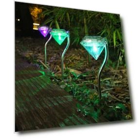 Color Changing Solar Powered LED Diamond Shape Garden Yard Outdoor Light — Garden Illumination, Stylish smart home