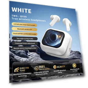 Full Color Touch Screen Headphones with Noise Cancelling and Translation — In-Ear Headphones, Quatra