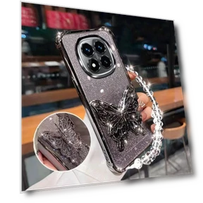 Phone Case with Butterfly Stand and Bracelet — Flip Cases, Infinix