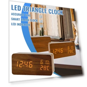 Smart LED Wooden Alarm Clock — Clocks, Factory Discount Outlet
