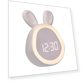 Cute Rabbit Alarm Clock with Night Light — Clocks, DC-HOME Textile