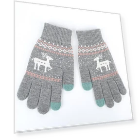 Winter Velvet Gloves with Jacquard Pattern — Gloves, CrossCart