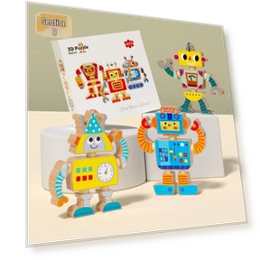 DIY Wooden Robot Building Kit — Educational, Super Go
