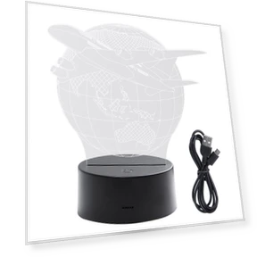 Innovative Night Light in Shape of Earth Plane, 3D, Touch Control, Multicolor, for Home, Bedroom — , CosyHome