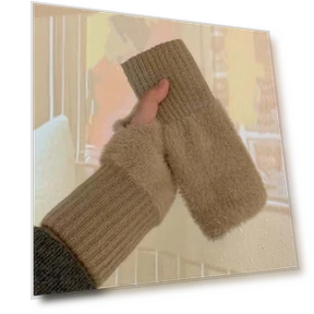 Soft Winter Mink Fingerless Gloves — Arm Warmers, Conella