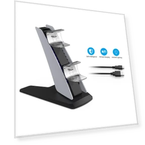 Wireless Charging Station for Two PS5 Controllers with Blue Backlight — Accessories, Gaming Bay