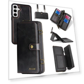 Crossbody PU Leather Foldable Stand Cover — Phone Accessories, Smartwatch 2025