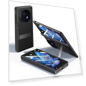 Leather Coated PC Magnetic Kickstand Phone Cover with HD Screen Film — Screen Protectors, Smartwatch 2025