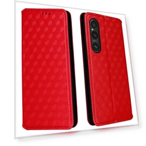 Rhombus Pattern Magnetic Closing Leather Wallet Phone Cover — Flip Cases, Smartwatch 2025