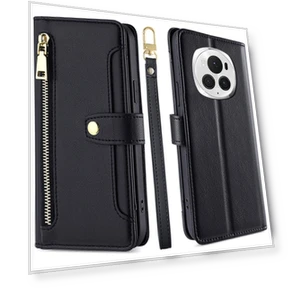 Zipper Pocket Wallet Anti-Drop Leather Phone Cover with 2 Straps — Basic Cases, Smartwatch 2025