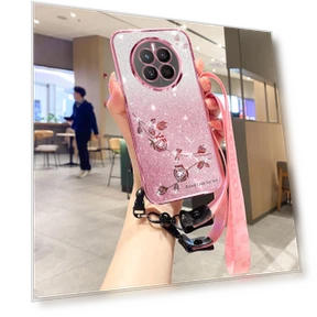 Aesthetic Glitter TPU Phone Cover with Lanyard — Phone Accessories, Smartwatch 2025