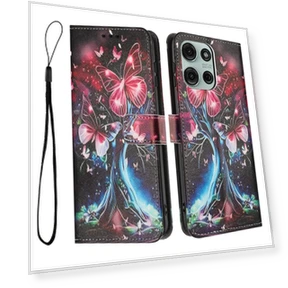 Artificial Leather Pattern Printed Wallet Case with Lanyard — Flip Cases, Smartwatch 2025