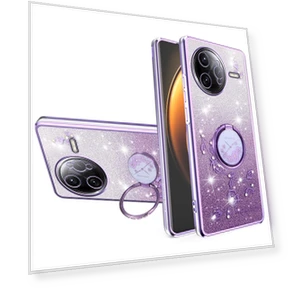 Case Ring Kickstand TPU Flowers Phone Cover Gradient Glitter Pink — Phone Accessories, KADEM