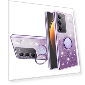 Case Ring Kickstand TPU Flowers Phone Cover Gradient Glitter Pink — Phone Accessories, KADEM