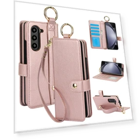 Case Wrist Band Kickstand PU Leather Wallet Phone Cover with Shoulder Strap Carbon Fiber Texture — Phone Accessories, Smartwatch 2025