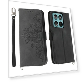 Flower Pattern PU Leather Wallet Phone Cover with Strap — Flip Cases, Smartwatch 2025