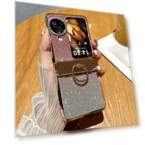 Glitter Design Hard PC Phone Cover with Ring Kickstand — Screen Protectors, Smartwatch 2025