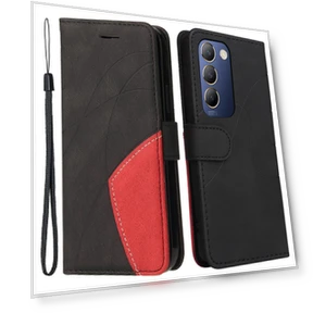 Leather Case Wallet Stand Color Splicing Phone Cover — Phone Accessories, Smartwatch 2025