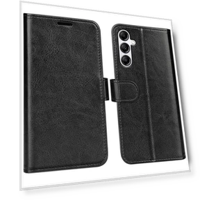 Leather Wallet Stand Case with Crazy Horse Texture — Phone Accessories, Smartwatch 2025