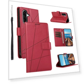 Line Imprint Leather Wallet Cover with Wrist Strap — Phone Accessories, Smartwatch 2025